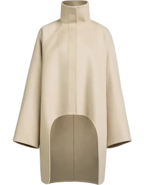 High-low Hem High-neck Coat
