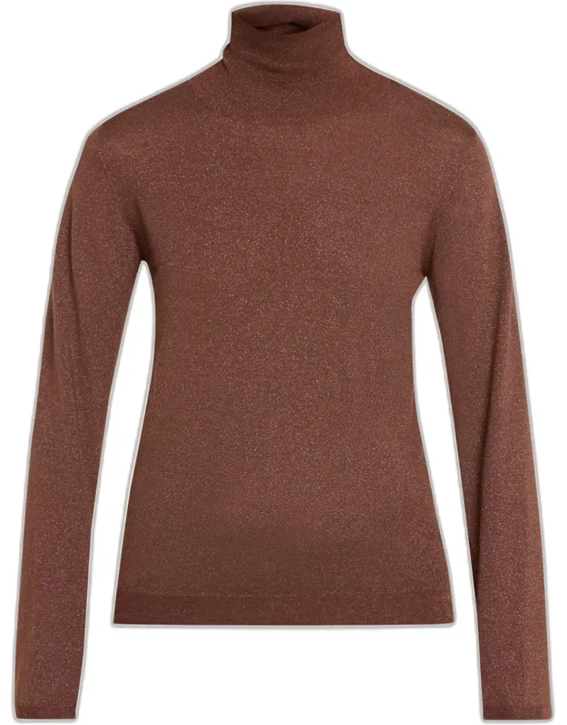 Shimmering Cashmere-silk Knit Turtleneck Sweater