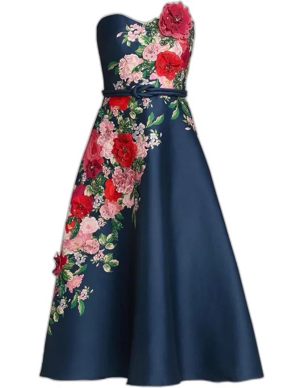 Floral-print Satin Midi Dress
