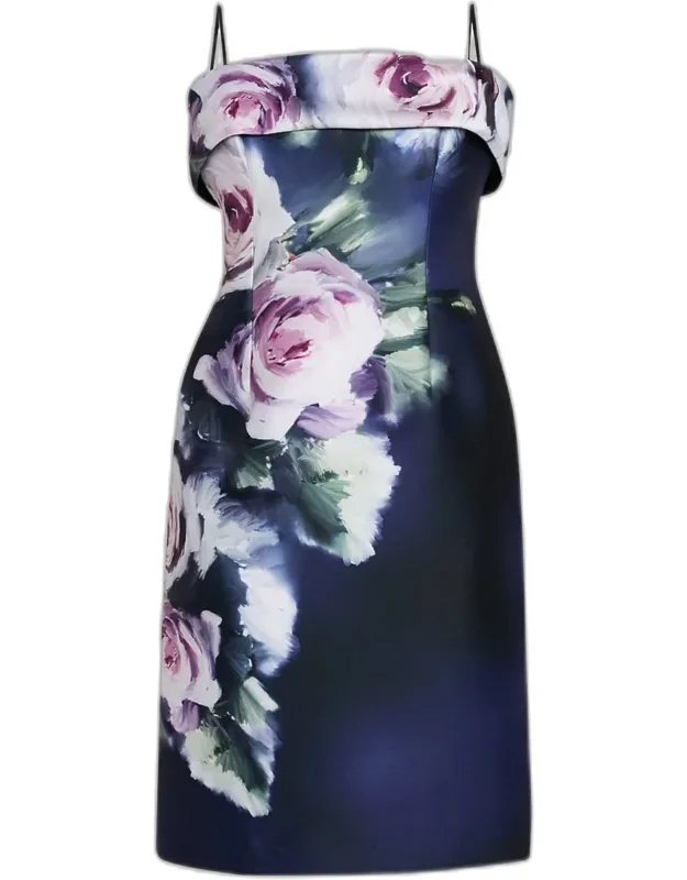 Floral-print Mikado Dress