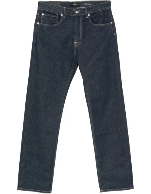 Contrast-stitch Straight-leg Jeans