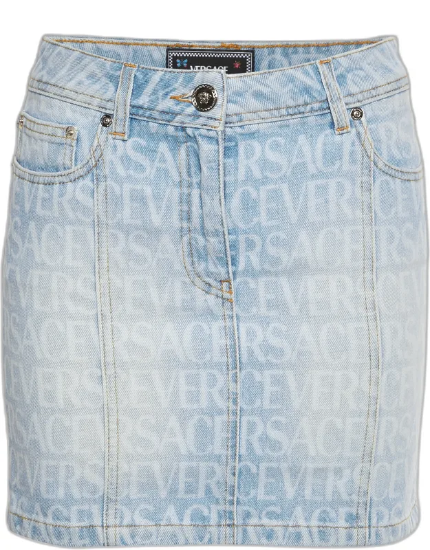 Monogram Denim Mini Skirt