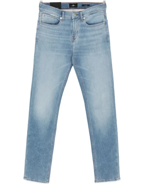 Belt-loop Faded Jeans
