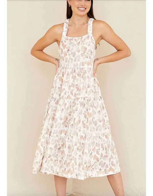 Scrunch Strap Tiered Midi Dress