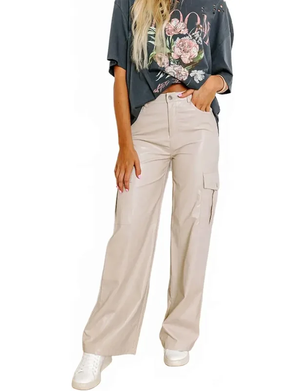 Faux Leather Cargo Pants