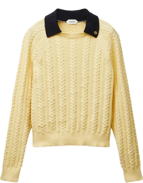 Cable-knit Contrasting-collar Sweater