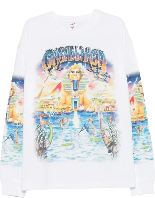 Graphic-print T-shirt With Long Sleeves And Ribbed Cuffs