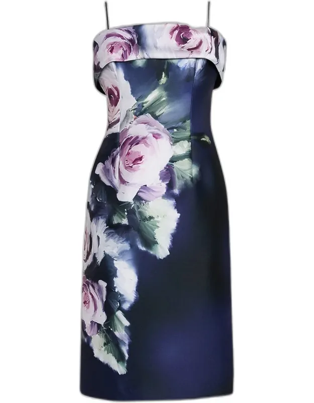 Floral-print Mikado Dress