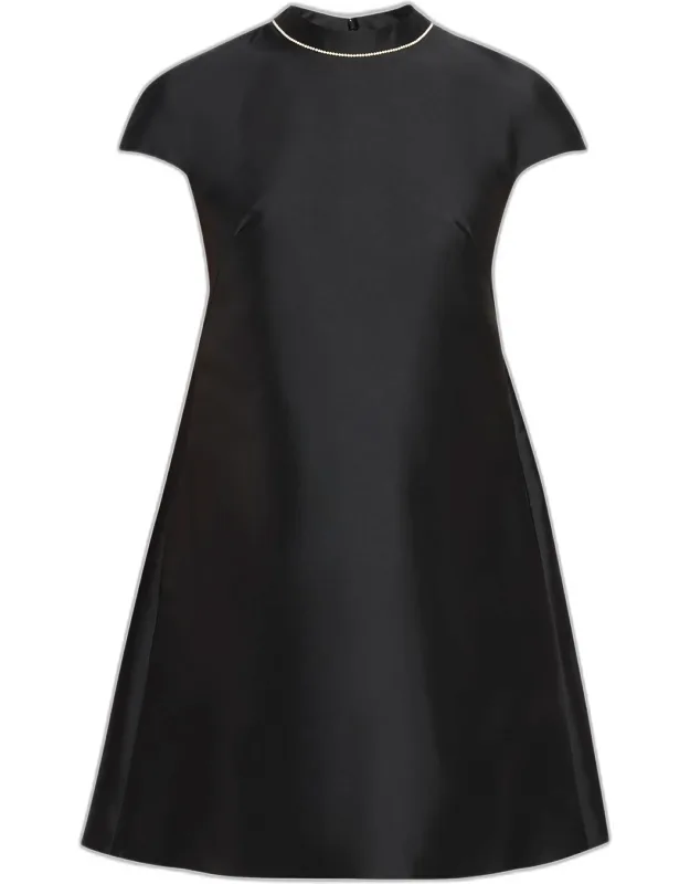 Pearly Collar Cap Sleeve Mini Dress