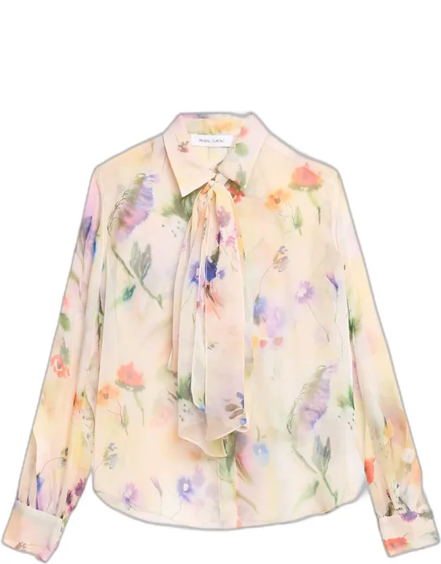 Floral-print Handkerchief Hem Skirt