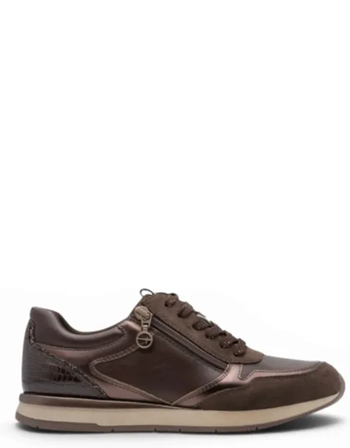 Faux Leather Fashion Lace Up Sneakers
