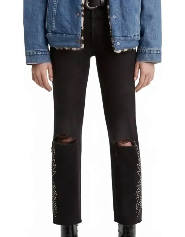 Cropped Studded Jeans