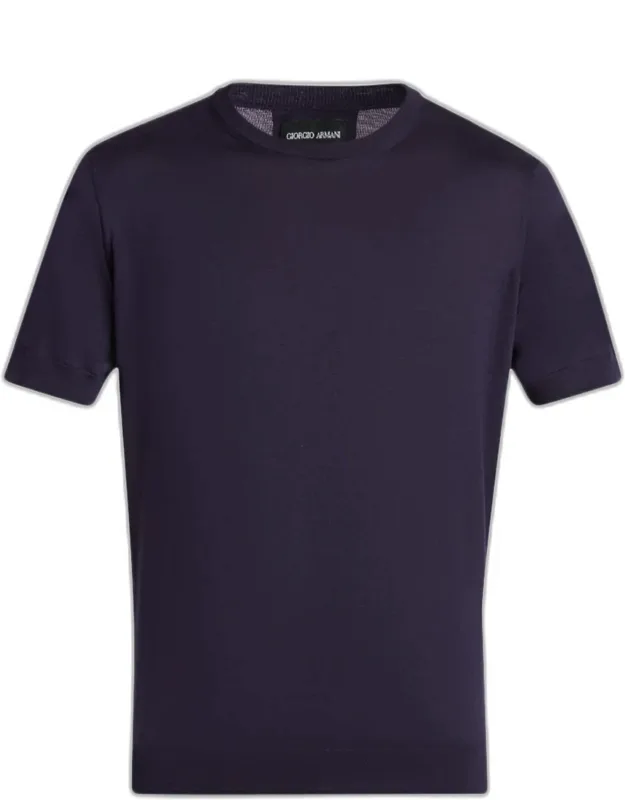 Rib-knit Wool-blend T-shirt