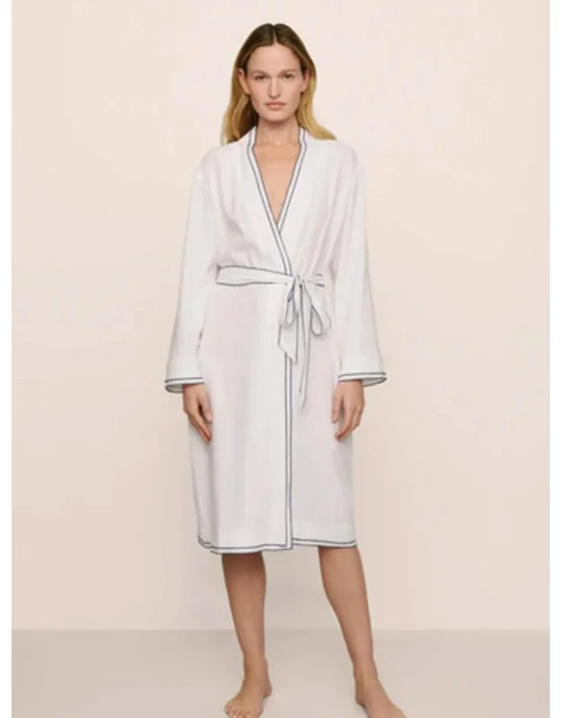Linen Blend Long Sleeve Robe