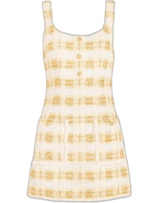 Plaid Tweed Mini Dress