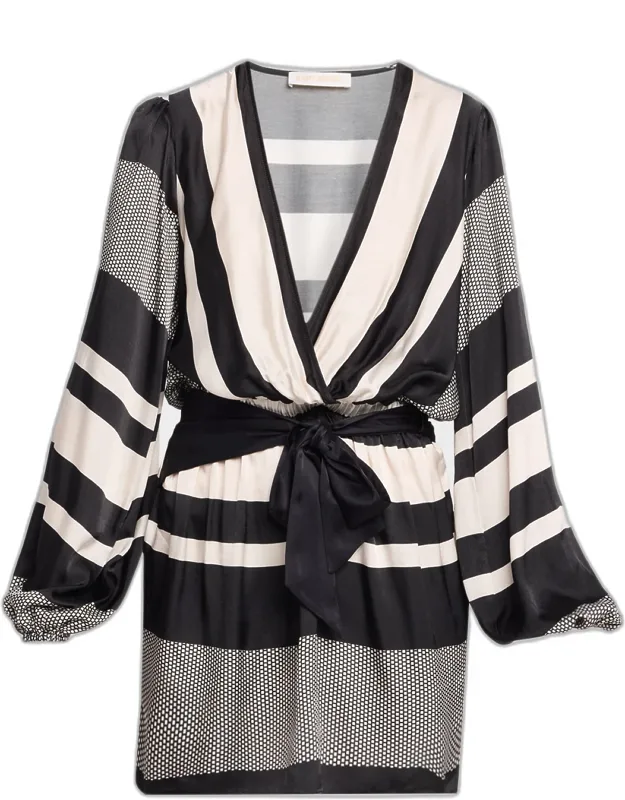 Striped Satin Mini Dress