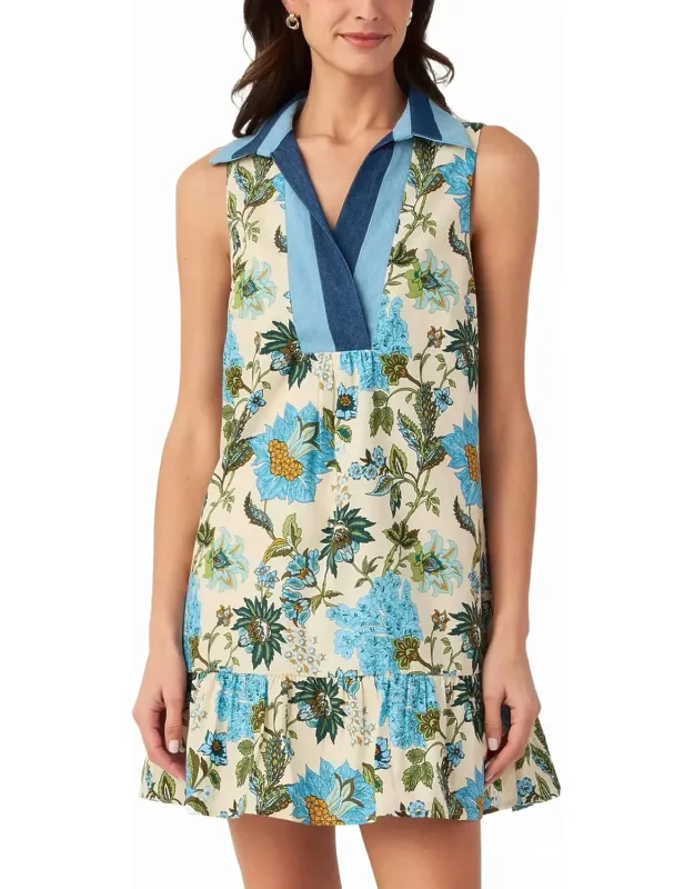 Mixed Media Floral Tiered Dress