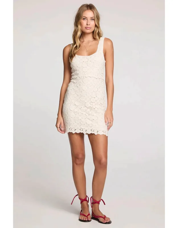 Bette Mini Dress - Sleeveless Cotton Blend With Textured Crochet