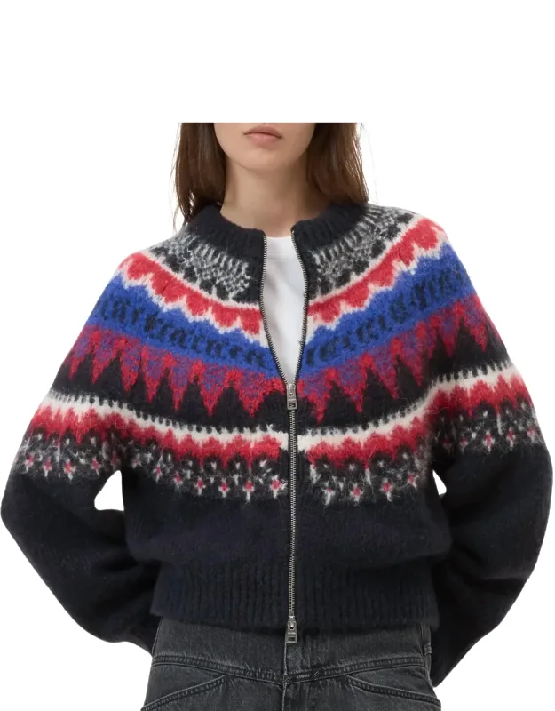 Cropped Jacquard Cardigan
