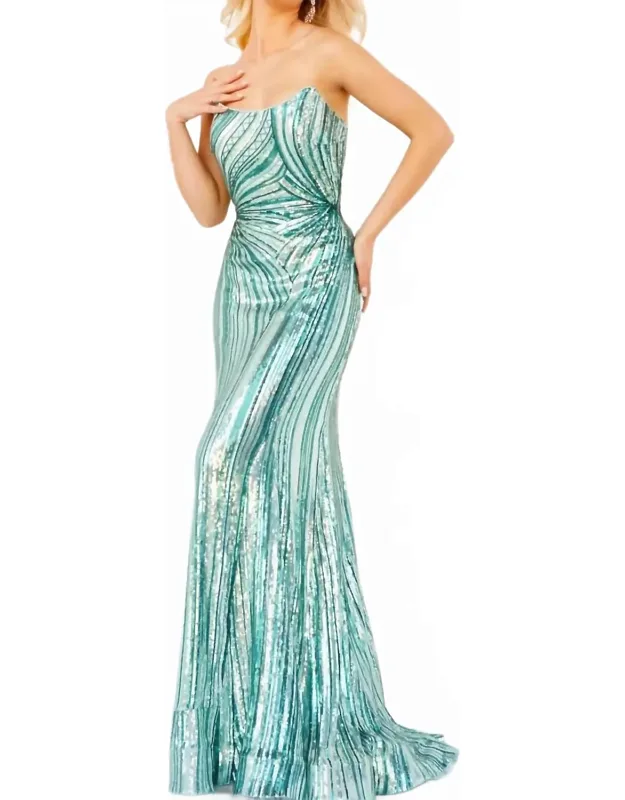Strapless Geometric Sequined Dress