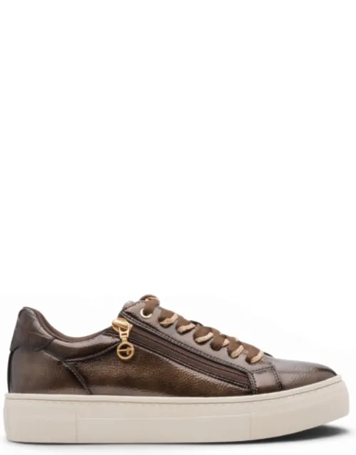 Faux Leather Fashion Lace Up Sneakers