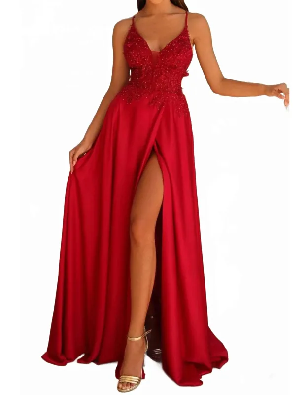 Beaded Applique Prom Dress