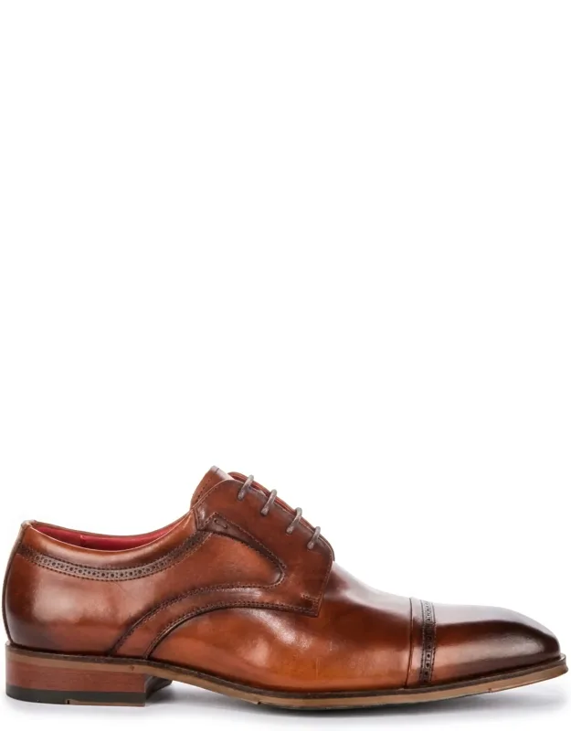 Polished Leather Cap Toe Derby Shoes