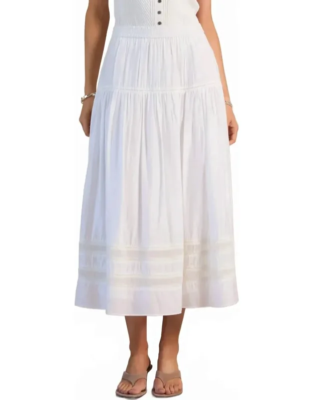 Tiered Gathered Skirt With Ladder Lace