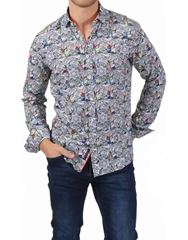 Mandala Floral Print Button Down Shirt