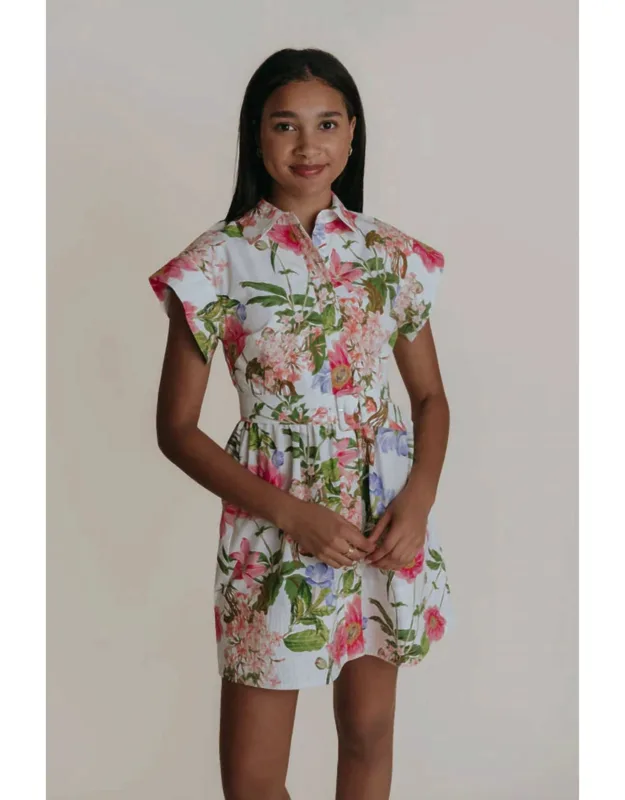 All Over Floral Collared Belted Dress