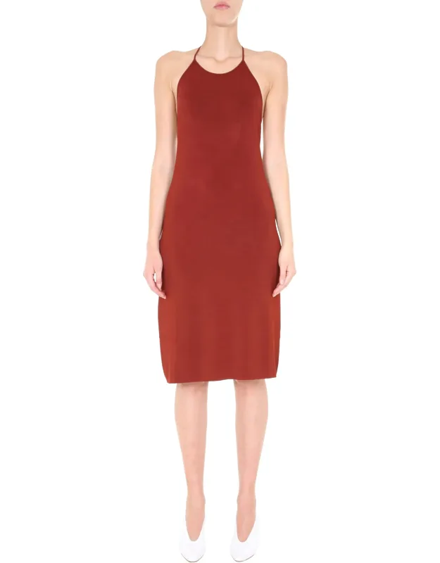 Jersey Dress With Knotted Thin Shoulder Straps