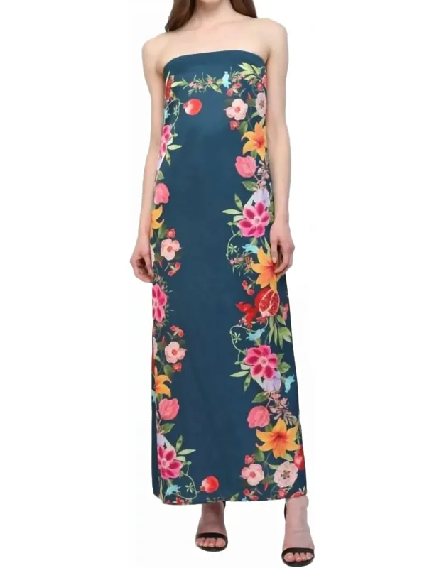 Botanical Strapless Maxi Dress
