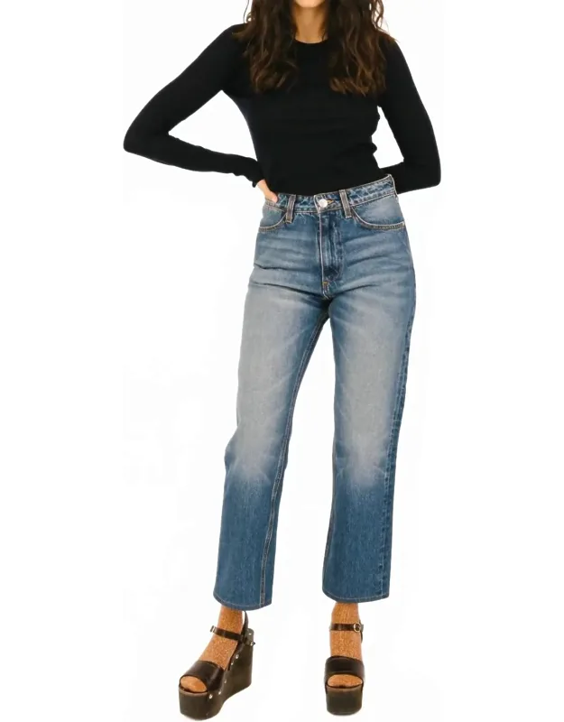 Cropped Straight Leg Denim Jeans