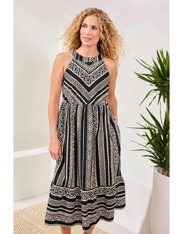 Halter Neck Tiered Midi Dress