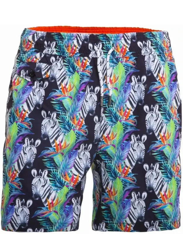 Zebra Print Swim Trunks