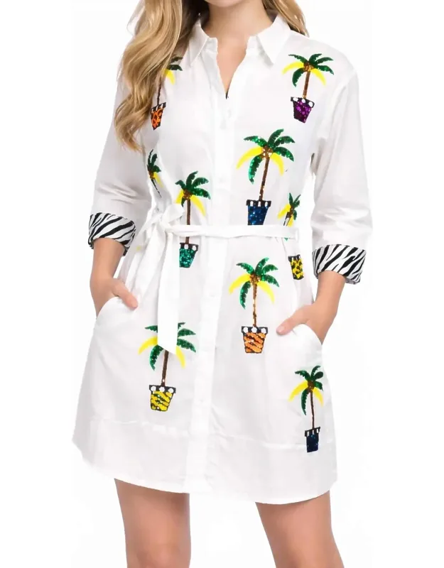 My Sequins Palmtrees Shirt Dress