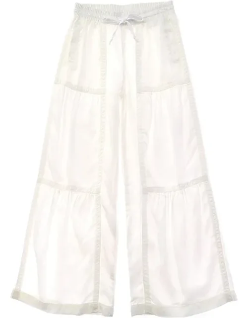 Drawstring Tiered Wide Leg Pull-on Pants