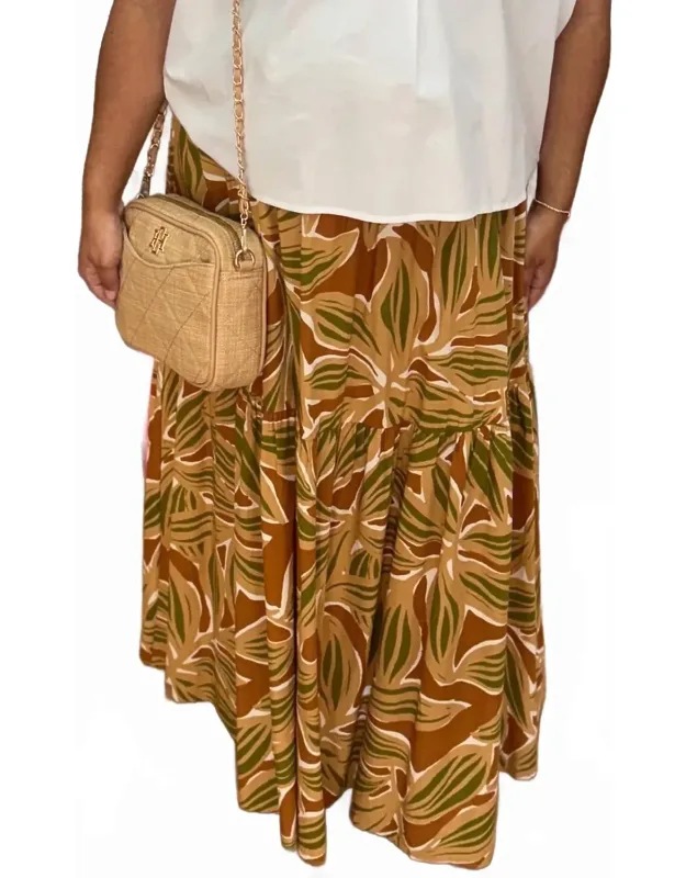 Desert Palm Smock Tier Maxi Skirt