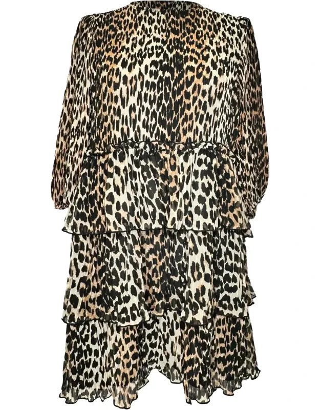 Leopard-print Mini Tiered Dress