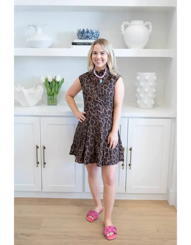 Leopard Pleat Dress