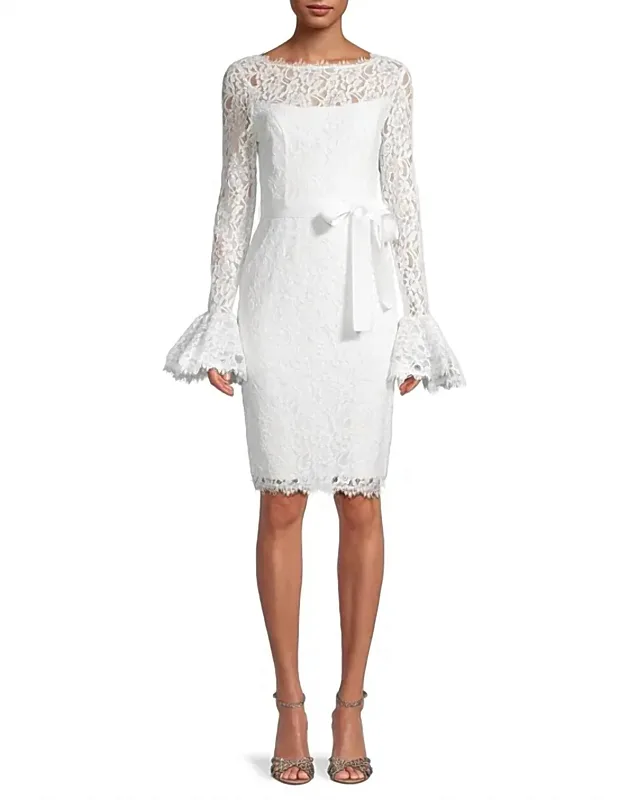Lace Bell-sleeve Sheath Dress