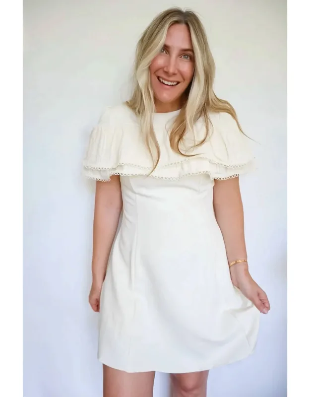 Pleated Capelet A-line Mini Dress