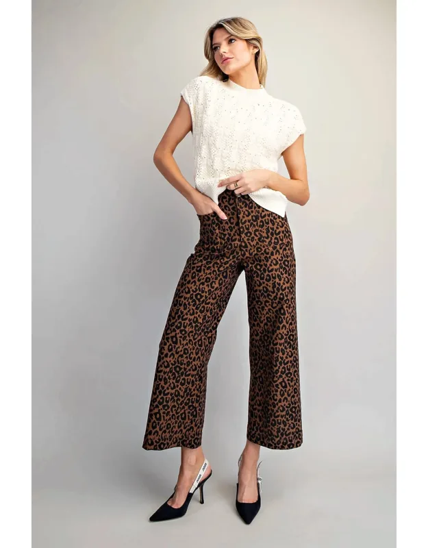 Wide-leg Pants In Leopard Print