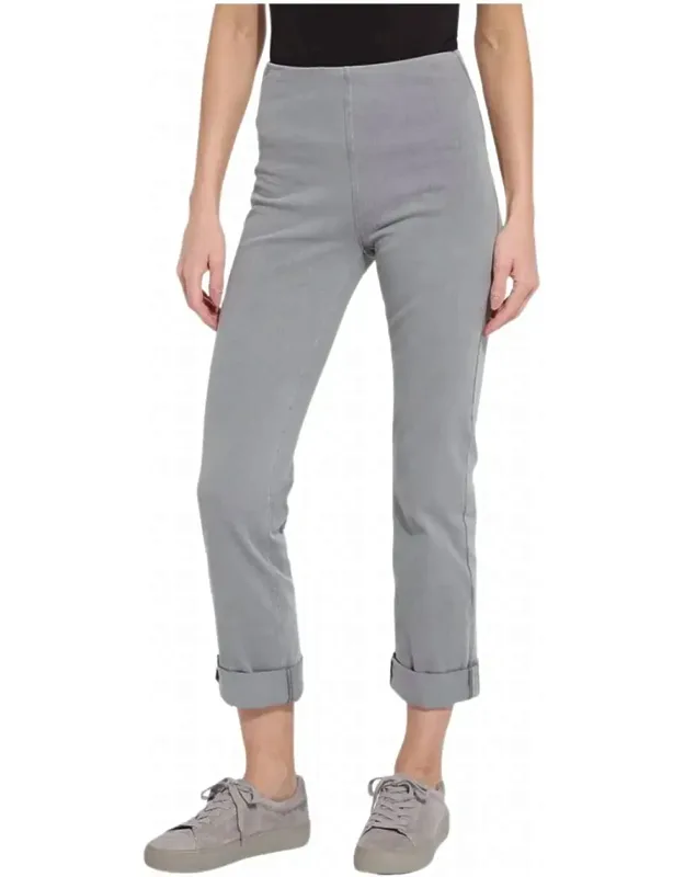 Boyfriend Denim Jeans In Antique Wash With High-rise Pull-on Closure And 4-way Stretch