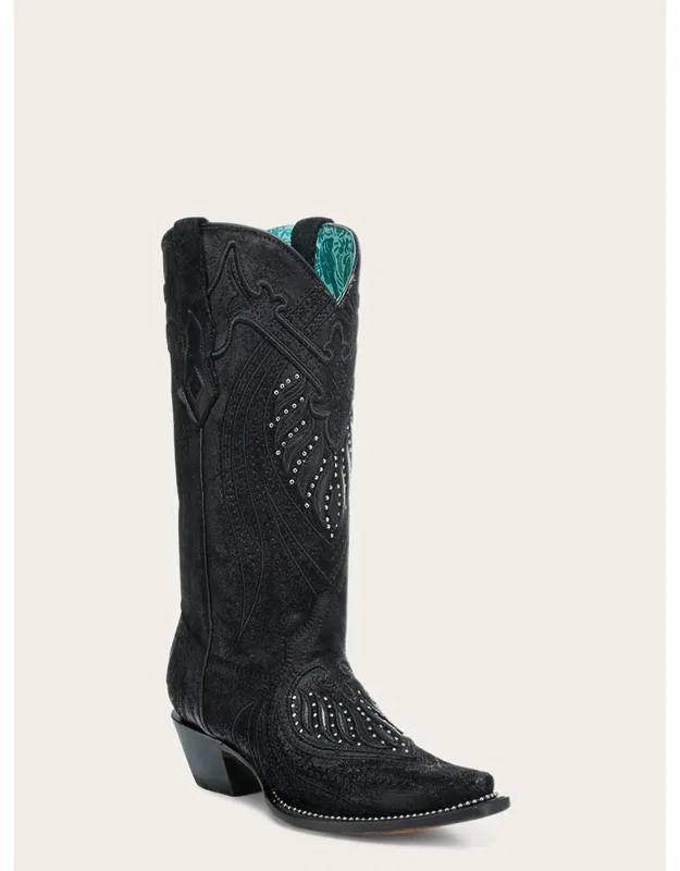 Overlay Embroidery & Studs Snip Toe Cowboy Boots