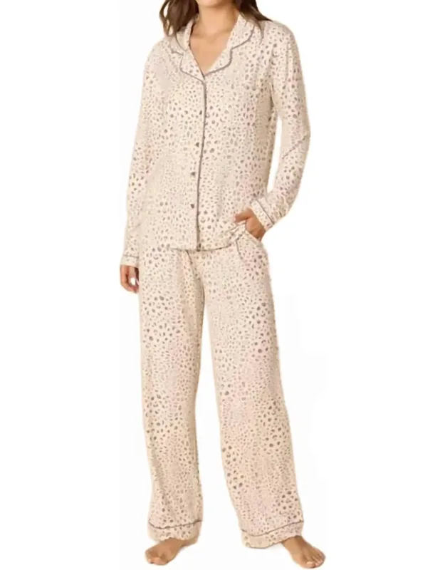 Aria Slim Notch Collar Pajama Set With Drawstring Waist And Pockets