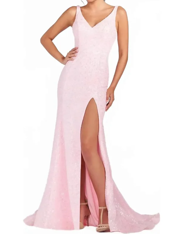 Sequins And Glitter Stretch Prom Dress