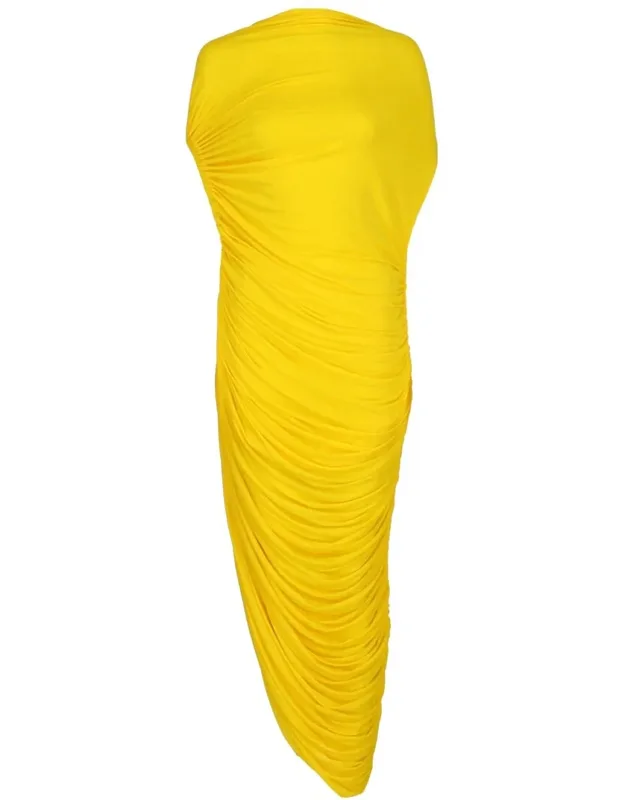 Asymmetric Draped Midi Dress