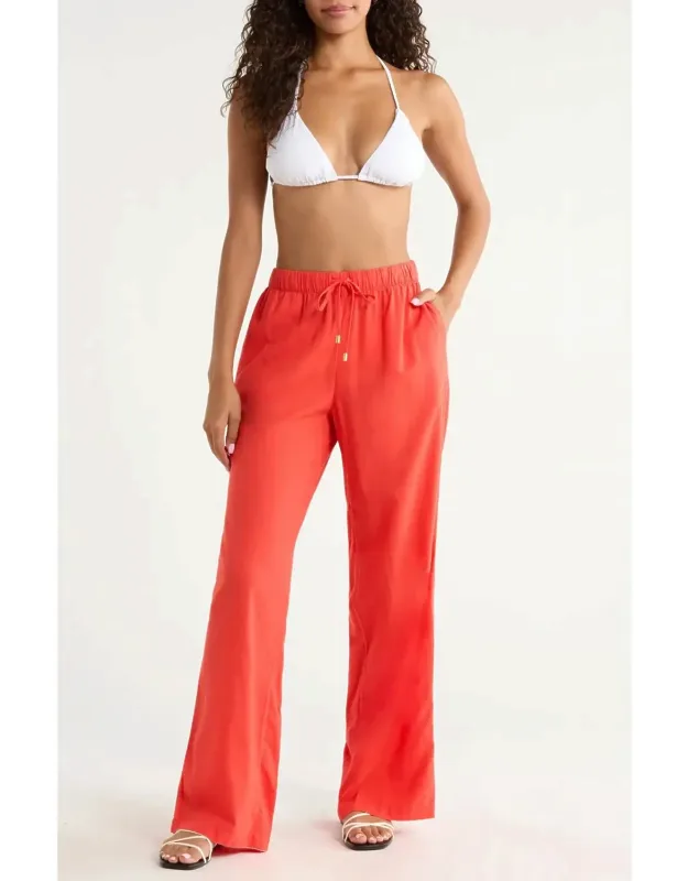 Drawstring Wide Leg Cover-up Pants