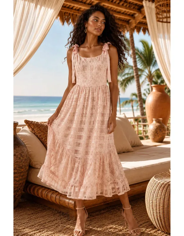 Garden Lace Tiered Midi Dress